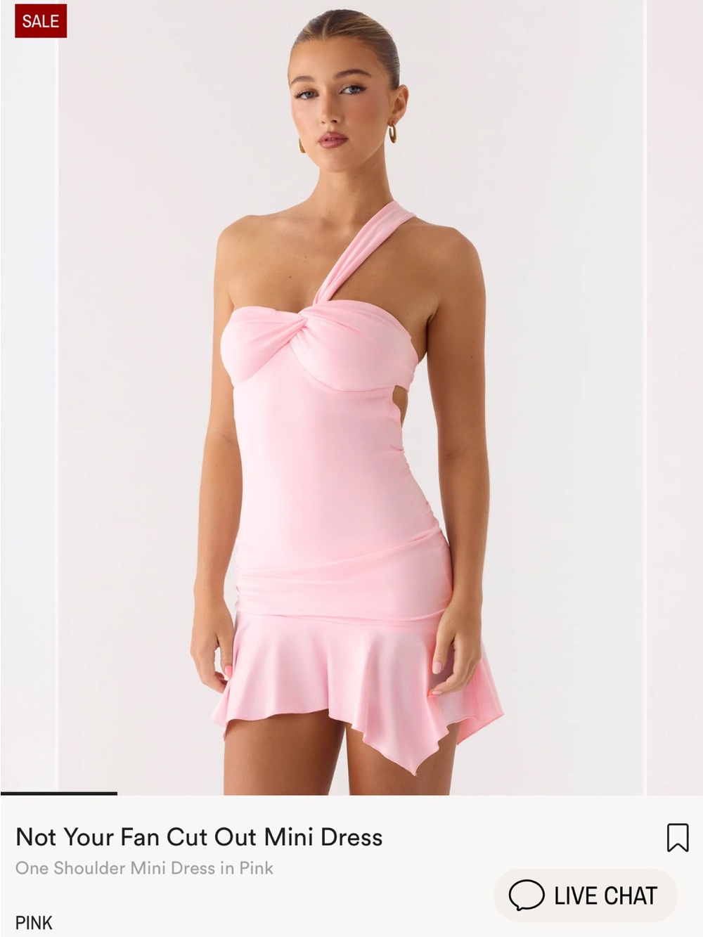 Peppermayo One-Shoulder Twist Mini Dress in Pink